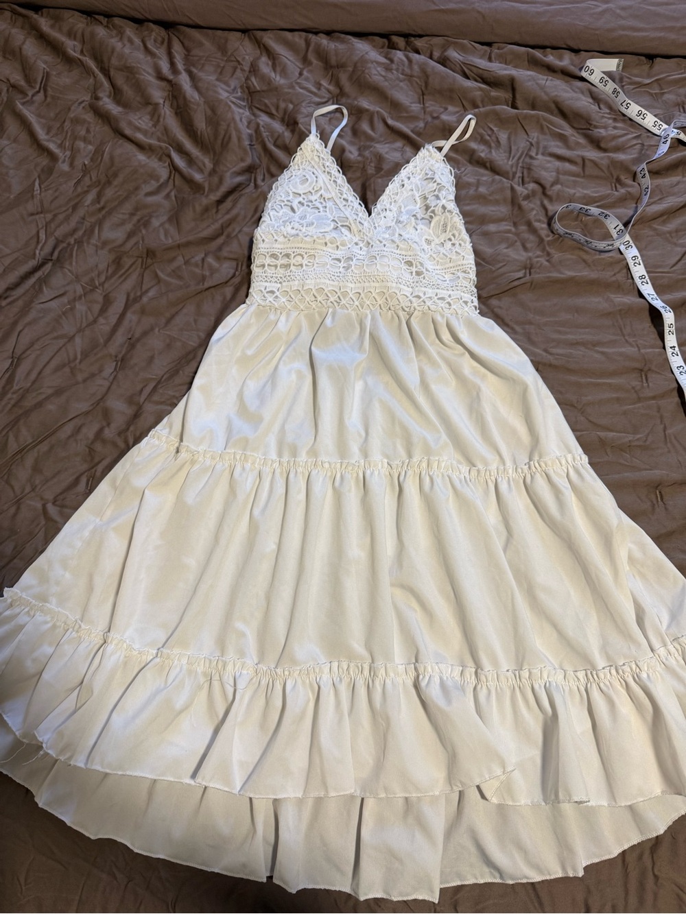 White Crochet Bodice Tiered Sundress